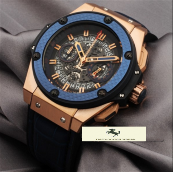 HK852 HUBLOT GENEVE BİG BANG KİNG SKELETON MAVİ